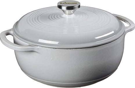 Lodge 4.5 Quart Enameled Cast Iron Dutch Oven with Lid – Dual Handles – Oven Safe up to 500° F or on Stovetop - Use to Marinate, Cook, Bake, Refrigerate and Serve – Gray