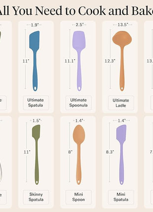 GIR: Get It Right 10-Piece Silicone Ultimate Kitchen Utensil Set – Spatulas, Ladle, Flip, Spoons, Whisk, Peeler & Spoonula – Nonstick, Non-Toxic, Heat-Resistant – Mediterranean