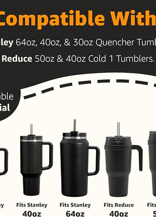 Jmoe USA 12" Replacement Straws for Stanley 40oz & 30oz Tumblers | Fits Reduce 50 oz & 40 oz Cold1 Tumblers | 6-Pack of Reusable Plastic Straws With Cleaning Brush | Food Grade & BPA Free (Black)