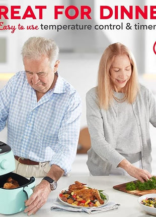 DASH Tasti-Crisp™ Electric Air Fryer Oven, 2.6 Qt., Aqua – Compact Air Fryer for Healthier Food in Minutes, Ideal for Small Spaces - Auto Shut Off, Analog, 1000-Watt