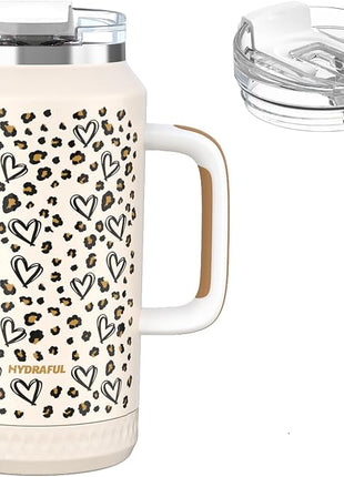 Hydraful 64 oz Tumbler with Handle and Straw - 100% Leak-Proof - Insulated Cup Reusable Stainless Steel Large Water Bottle Travel Mug for Gym, Hiking, and Camping - Gifts for Women Men Him Her