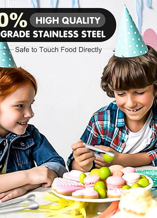 Walfos Mini Tongs for Serving Food, Small Stainless Steel Kitchen Tongs for Appetizers, Sugar, Desserts, Tea Party, Coffee Bar, Set of 12 (Silver)