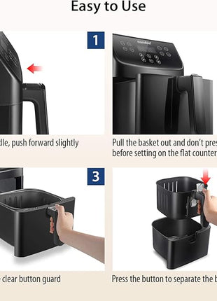 COMFEE' 5.8Qt Digital Air Fryer, Toaster Oven & Oilless Cooker, 1700W with 8 Preset Functions, LED Touchscreen, Shake Reminder, Non-stick Detachable Basket, BPA & PFOA Free (110 electronic Recipes)