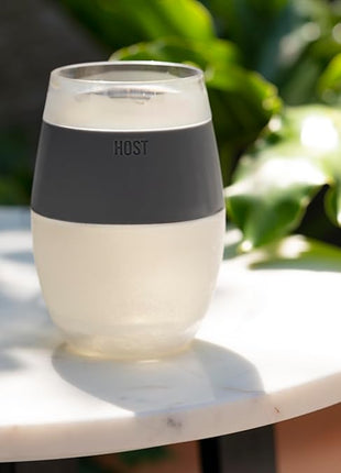 HOST Freeze Wine Glasses with Lids, Insulated Cooling Cups with Freezing Gel, Wine Tumbler Gifts for Women, Freezable Tumblers for Cocktails, Outdoor Party, and Home Bar Gifts, 8.5 oz Set of 2, Gray