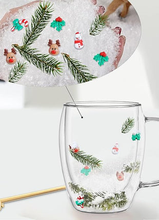 Christmas Gifts For Women Mom Friends Kids Grandma Men Cute Coffee Mugs with Christmas Socks Glass Espresso Tea Cups Kawaii Christmas Stocking Stuffers Decorations Presents Funny White Elephant Gifts