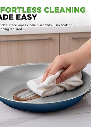 NutriChef Professional 20 Pc Kitchen Set in Navy Blue - Durable Non-Stick Pots and Pans with Bakeware, Compatible with Any Cooktop, Easy Clean