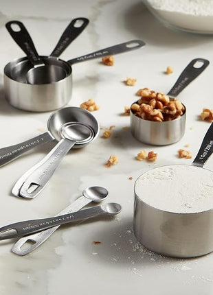 husMait Stainless Steel Measuring Cups & Spoons - 10 Piece Heavy Duty Measuring Cups & Spoons Set for Dry Foods, Spices or Liquids