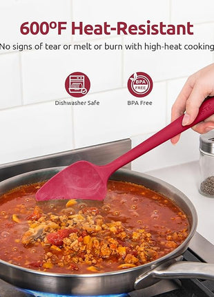 U-Taste Silicone Spatula Set with 600 Degrees Fahrenheit Heat Resistant (Red)