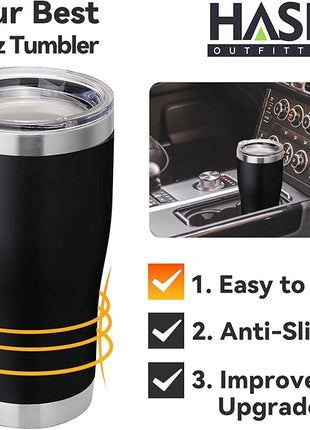 HASLE OUTFITTERS 20 oz Tumbler Bulk, Stainless Steel Tumblers with Lid, Vacuum Insulated Tumbler, Double Wall Tumbler Cup, coffee mugs, Black, 12 Pack