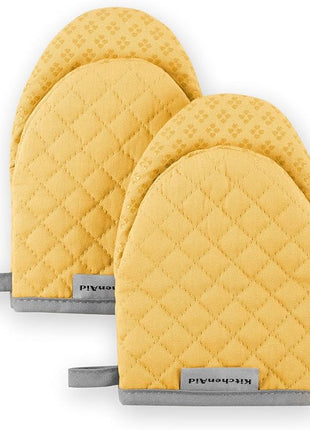 KitchenAid Asteroid Mini Oven Mitt Set, 5.5"x8", Buttercup Yellow, 2 Piece