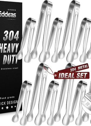 12PCS Ice Tongs Mini Sugar Tong - 2 Sizes 6 & 4 Inch Stainless Steel Small Serving Tongs, Small Kitchen Tiny Tong for Appetizers,Tea Party, Coffee Bar, Desserts (Silver)