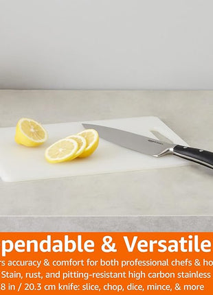 Amazon Basics Classic 8-inch Full Tang Stainless Steel Chef's Knife with Three Rivets, Silver