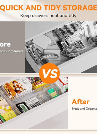 Criusia Utensil Drawer Organizer for Kitchen, 8 Pack Silverware Organizer Utensil Holder, Clear Plastic Drawer Dividers for Flatware, Cutlery, Kitchen Gadgets Accessories, Organizador de Cocina