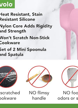 Tovolo Flex-Core All-Silicone Mini Spatula & Spoonula, Kitchen Utensil Set of 2, Heat-Resistant & BPA-Free Silicone Spatula & Spoonula, Safe for Cast Iron & Non-Stick Cookware, Dishwasher-Safe