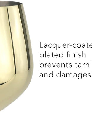 PG Set of 4 Stainless Steel Wine Glass - 18.5oz Gold Wine Glasses - Unbreakable Wine Glasses - Stem Metal Wine Goblets