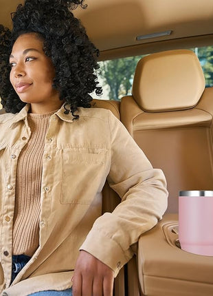 VEGOND 20 oz Tumbler with Handle Lid and Straw, Stainless Steel Insulated Travel Coffee Mug Spill Proof Double Wall Metal Tumbler Cup Keeps Drink Hot and Cold, Pink 1 Pack