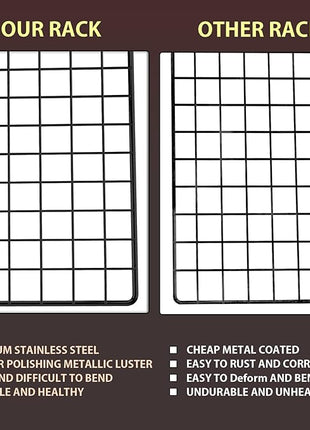 BRIOUT Cooling Rack for Baking, 16x10 Inches Baking Rack, Thick Wire Cookie Rack for Cooking, Roasting, Grilling, Drying, Oven Safe, Fits Half Sheet Pan, Black