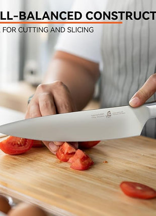 TUO Chef Knife, 8 inch Sharp Kitchen Knife with Pakkawood Handle, High Carbon Steel, Professional for Chopping & Dicing, Gift Box - Fiery Phoenix Series