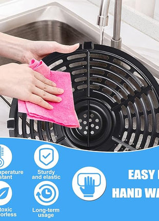 Air Fryer Grill Pan for Power XL 5QT Air fryer, 8.7'' 5QT Round Non-Stick Replacement Tray Rack Parts Accessories Crisper Plate Grill Plate, Dishwasher Safe