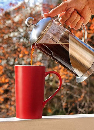 Smilatte 20 oz Large Coffee Mugs, M007 Plain Tall Ceramic Cup with Handle for Dad Men, Set of 2, Christmas Red