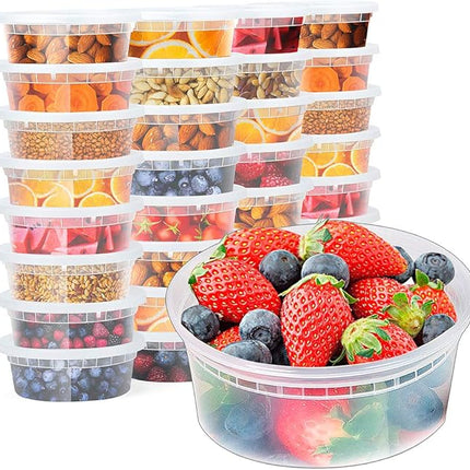 [8 oz. -24 Pack] Glotoch 1 Cup Soup Containers with Lids, Eco-Friendly Plastic Take Out Bowls, Microwave, Freezer & Dishwasher Safe, BPA-Free