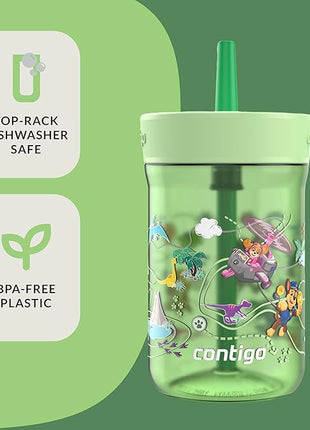 Contigo Leighton Straw Tumbler, 14 oz, Cool Lime (Dogs)