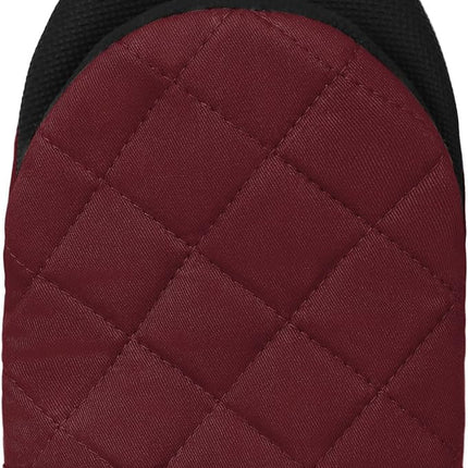 1 Pair Short Oven Mitts, Heat Resistant Silicone Kitchen Mini Oven Mitts for 500 Degrees, Non-Slip Grip Surfaces and Hanging Loop Gloves, Baking Grilling Barbecue Microwave Machine Washable