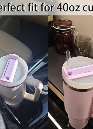 40 OZ Tumbler Lid Replacement Fit for Stanley Cup, 2 Pack Clear Replacement Lids Fit for Stanley Travel Tumbler, Spill Proof Tumbler Covers for Stanley Cup Accessories (Opaque - Purple)