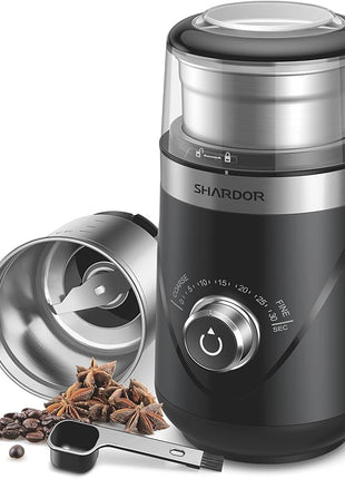 SHARDOR Adjustable Coffee Bean Grinder Electric, Herb/Spice, Espresso Grinder with 1 Removable Stainless Steel Bowl, Matte Black