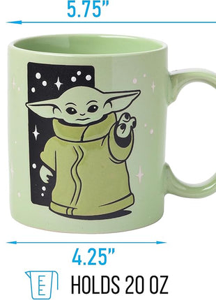 Silver Buffalo Star Wars Mandalorian Child Star Wars Wax Resist Ceramic Mug, 20 Ounces