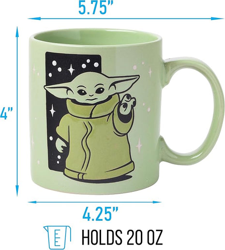 Silver Buffalo Star Wars Mandalorian Child Star Wars Wax Resist Ceramic Mug, 20 Ounces
