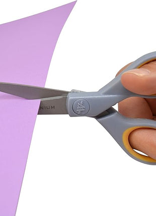 Westcott ‎13824 7” & 5” Pointed Titanium-Bonded Crafting Scissors with Soft Handles, Gray/Yellow (2 Pack)