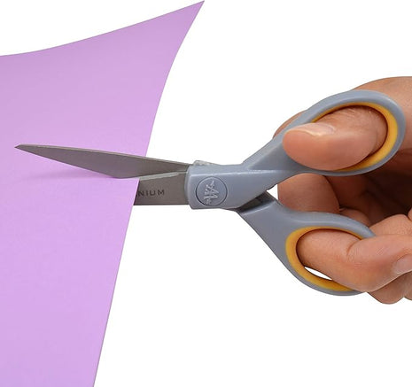 Westcott ‎13824 7” & 5” Pointed Titanium-Bonded Crafting Scissors with Soft Handles, Gray/Yellow (2 Pack)