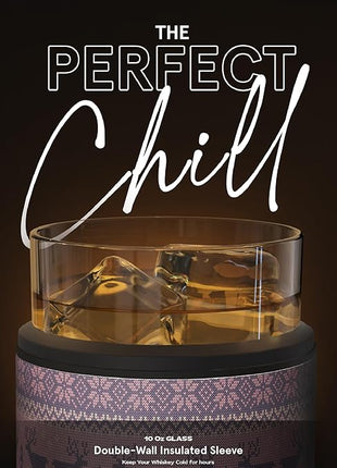 asobu Whiskey Sleeve Glass – Insulated Bourbon Tumbler with Premium Rocks Glass, BPA-Free, Double-Wall Stainless Steel, Keeps Drinks Cold Longer, 10.5oz