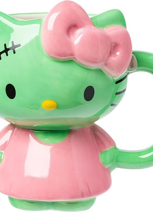 Silver Buffalo Sanrio Hello Kitty Halloween Frankenkitty Pink Dress Ceramic 3D Sculpted Mug, 20 Ounces