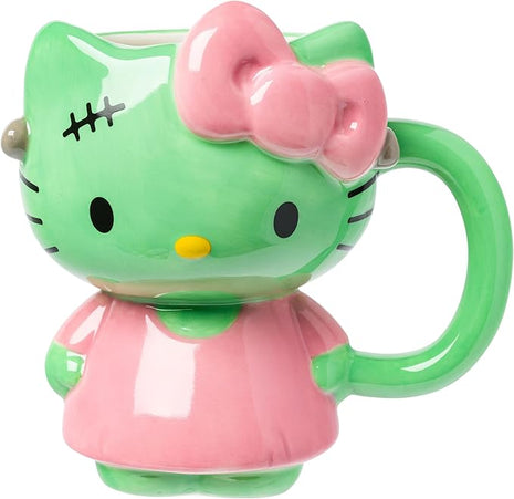 Silver Buffalo Sanrio Hello Kitty Halloween Frankenkitty Pink Dress Ceramic 3D Sculpted Mug, 20 Ounces
