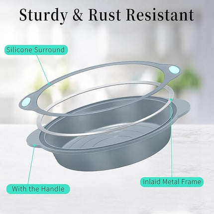 To encounter 9 Inch Silicone Round Cake Pans, 2 Pack Nonstick Silicone Baking Pans Set, Food Grade Cake Molds, with Metal Reinforced Frame More Strength