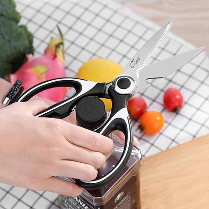 Clear Style Kitchen Shears Stainless Steel Utility Scissors Heavy Duty Multipurpose Kitchen Scissors, Dishwasher Safe, Perfect for Preparing Beef, Chicken, Vegetables, Fish, Black and White (2 Pack)