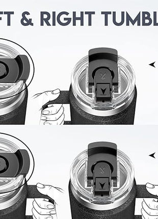 Meoky 40oz Tumbler with Handle, Stainless Steel Travel Mug with 2-in-1 Straw and Sip Lid, Vacuum Insulated Coffee Mug, 100% Leak Proof, Keeps Cold for 34 Hours or Hot for 10 Hours (Night)