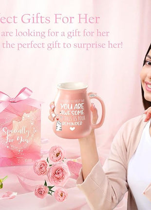 BigNoseDeer Thank You Gifts for Women Cute Cat Coffee Mug Birthday Friendship Christmas Gift for Women Female Mom Cat Lovers Present Kawaii Stuff Funny Tea Cup Stocking Stuffers White Elephant Gifts