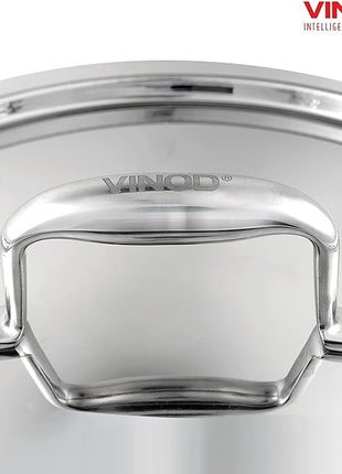 Vinod Platinum Triply Stainless Steel Kadai | Suitable For Indian Cooking, Sauces, Stews, Soups | Extra Deep Kadai With Lid | Induction, Electric Friendly (22cm)