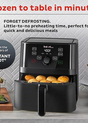 Instant Pot Vortex 5.7QT Air Fryer, Custom Program Options, 4-in-1 Functions, EvenCrisp Technology that Crisps, Roasts, Bakes and Reheats, 100+ In-App Recipes, from the Makers of Instant Pot, Black