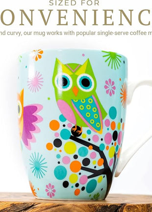 Divinity Boutique Owl Mug - Inspirational Ceramic Coffee Mug with Scripture for Women, Mom, Friends, Owl Lovers that is Colorful and Dishwasher Safe