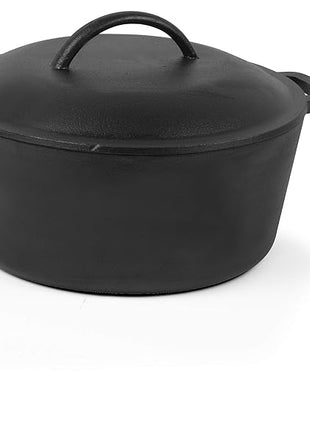 COMMERCIAL CHEF 5 Quart Cast Iron Dutch Oven with Dome Lid & Handles, Preseasoned