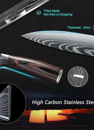 Dfito Knife Set, 10 Pieces Kitchen Knives for Professional Chefs, 3.5-8 Inch Set Boxed Knives 440A Stainless Steel Ultra Sharp Japanese Knife