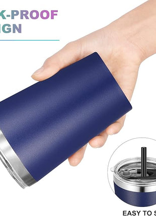 VEGOND 12oz Tumbler Stainless Steel Tumbler bulk Vacuum Insulated Double Wall Travel Tumbler with Lid and Straw Reusable Tumbler, Navy blue 1 Pack