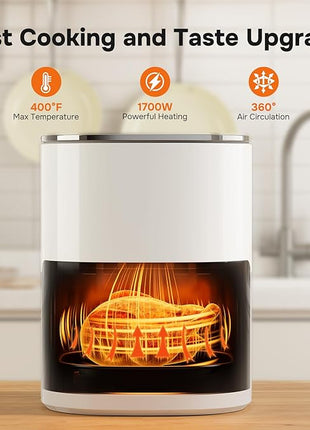 Simple Deluxe Air Fryer - 6.34 QT Digital Airfryer with Visible Window, 12 Presets Functions, Nonstick and Dishwasher-Safe Basket, 1700W, Beige