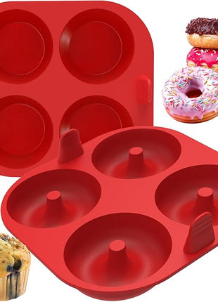 Webake Silicone Air Fryer Muffin Pan and Donut Pan, Make 2.8" Standard Size Cupcakes and Donuts, Nonstick BPA-Free, Set of 2