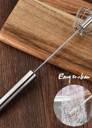 Stainless Steel Egg Whisk, Hand Push Rotary Whisk Blender, Versatile Milk Frother, Hand Push Mixer Stirrer for Blending, Whisking, Beating & Stirring (12in)