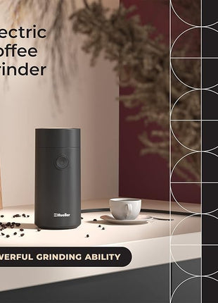 MuellerLiving Electric Coffee Grinder for Spice, Nut, Herbs and Coffee Beans, Sharp Blade, Stainless Steel - Black